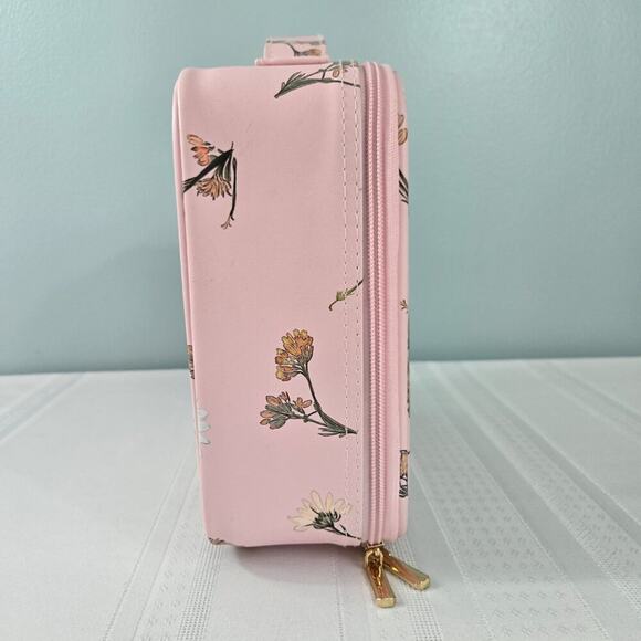 Pink Daisy Makeup Cosmetic Case with Multiple Adjustable Dividers NWOT - Picture 2 of 10